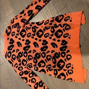 Orange and black printed over sized cardigan